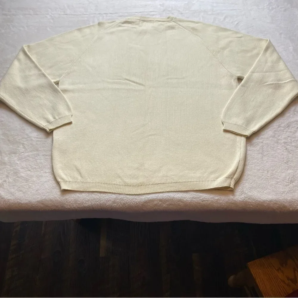 Eddie Bauer Very Pale Yellow Long Sleeve Crew Neck Knit Sweater Size Large - Picture 2 of 11